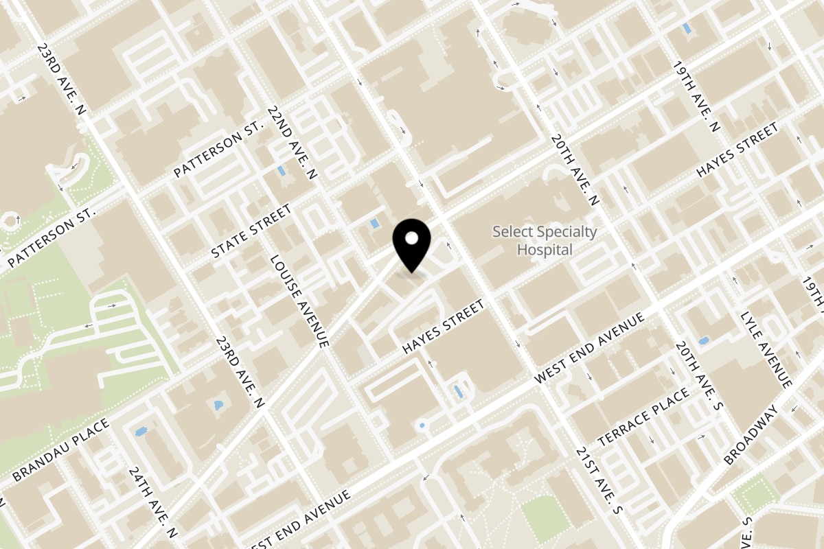 Map showing the location of Elliston Place Soda Shop on 2105 Elliston Pl in Nashville